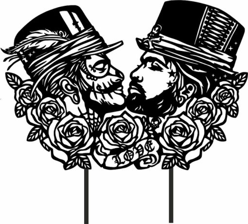 Gothic Male Couple Cake Topper