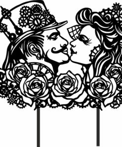Steampunk Lovers Cake Topper