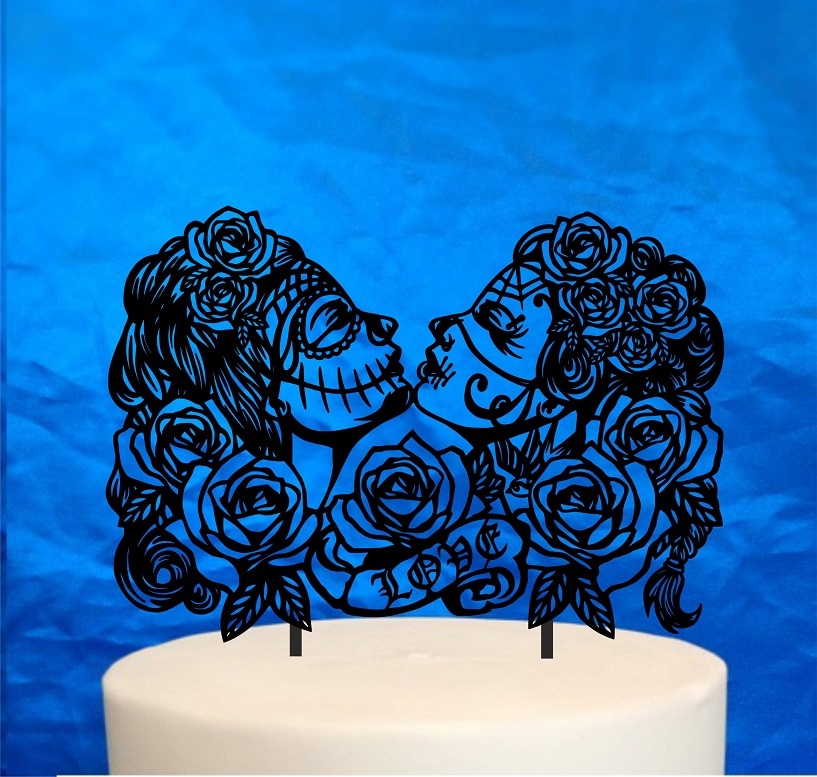 Steampunk Rose Gothic Rock Wedding Cake Topper 