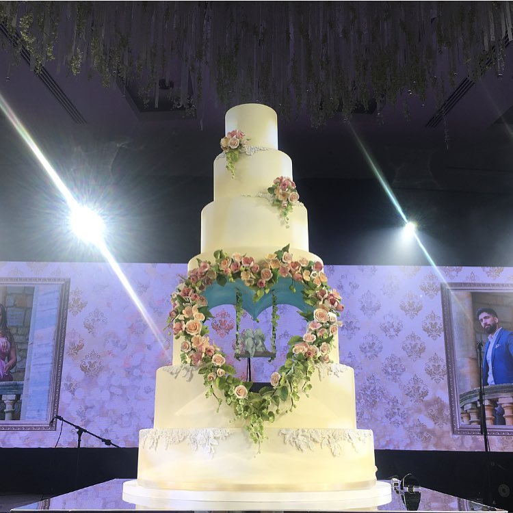 huge wedding cake heart cut out