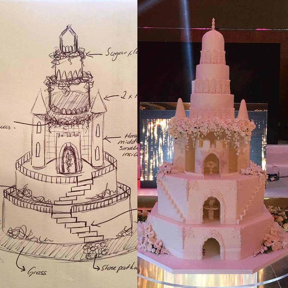 large tiered castle cake dummy