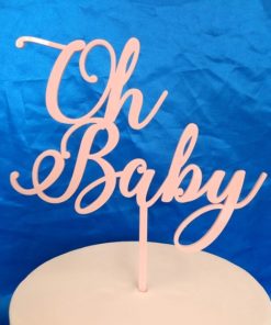 oh baby cake topper baby pink