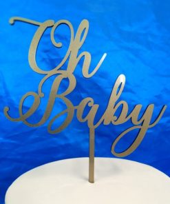 oh baby cake topper gold