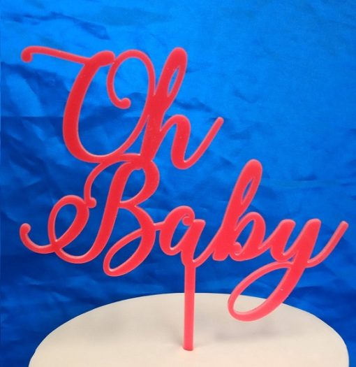 oh baby cake topper hot pink